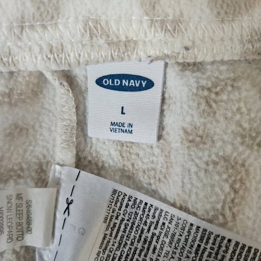 Old Navy Tan & White Leopard Fleece Pajama Large Bottoms - Picture 5 of 8